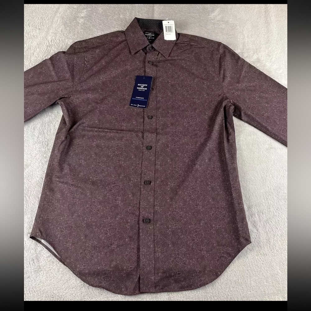 Society Of Threads Long Sleeve Paisley Print Slim Fit Button Up shirt size small